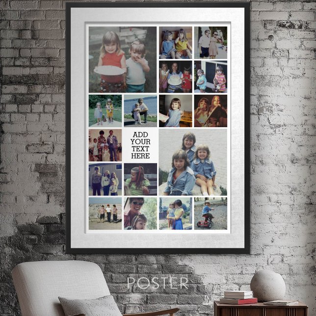 17 Photo Collage and Text - Can Edit White Poster (Personalized Poster - Add your photos and text)