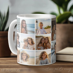 17 Photo Collage Grid - Mod Minimal white Coffee Mug