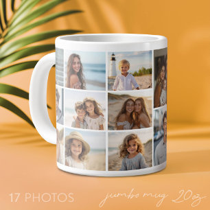 17 Photo Collage Grid - Mod Minimal white Large Coffee Mug