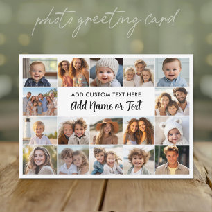 17 Photo Collage with Text Block in Centre - White Holiday Card