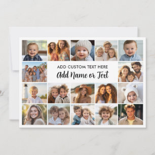 17 Photo Collage with Text Block in Centre - White Holiday Card
