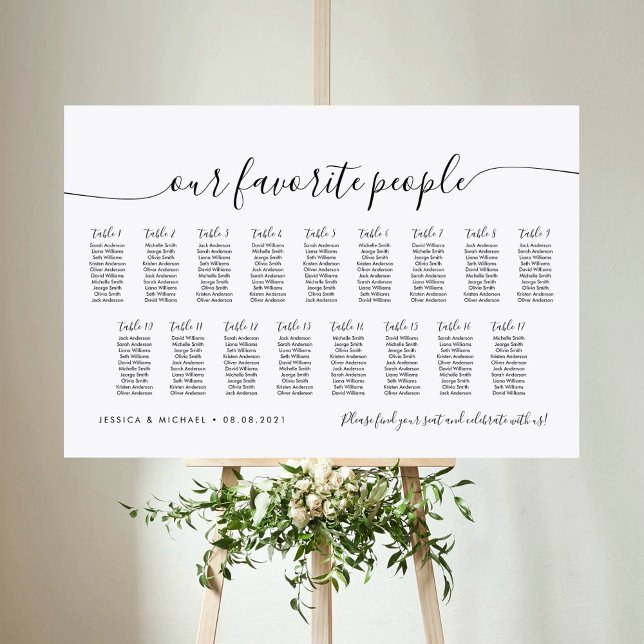 17 Table Elegant Our Favourite People Seating Char Poster (Creator Uploaded)
