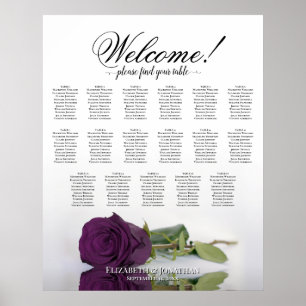 17 Table Elegant Plum Purple Rose Seating Chart