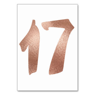 17 Table  Number White Metallic Pink Rose Gold