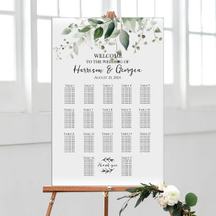 17 tables greenery elegant wedding seating chart