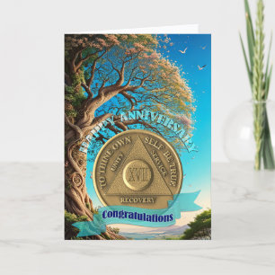 17 Year AA Anniversary Coin Tree of Life Card