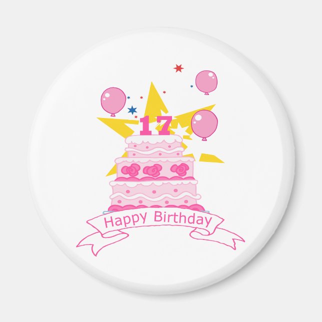 17 Year Old Birthday Cake Magnet (Front)