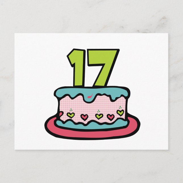 17 Year Old Birthday Cake Postcard (Front)