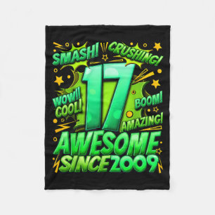 17 Year Old For Boys 17th Birthday Boy 17 Year Old Fleece Blanket