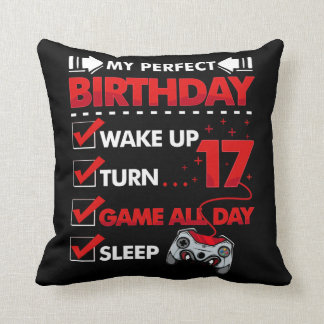 17 Year Old Gamer Boy 17th Perfect Birthday Gaming Cushion