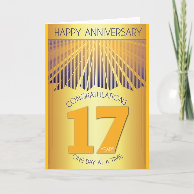 17 Year Sober Anniversary | Golden Ray 12 Step  Card (Front)