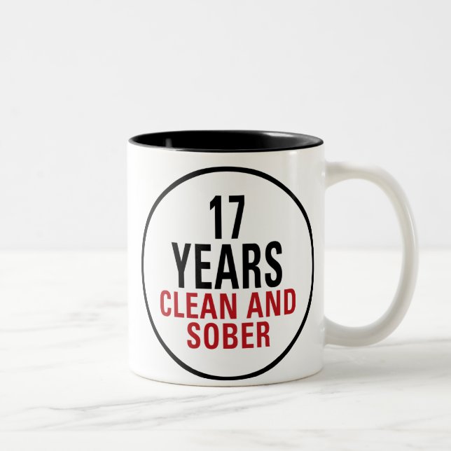 17 Years Clean and Sober Two-Tone Coffee Mug (Right)