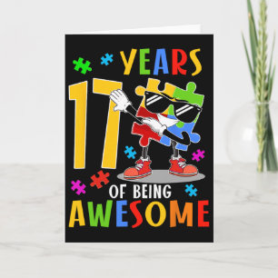 17 Years Of Being Awesome Birthday Dabbing Autism Card