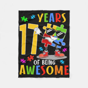 17 Years Of Being Awesome Birthday Dabbing Autism Fleece Blanket