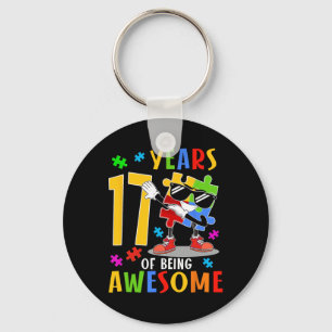 17 Years Of Being Awesome Birthday Dabbing Autism Key Ring