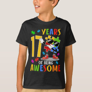 17 Years Of Being Awesome Birthday Dabbing Autism T-Shirt