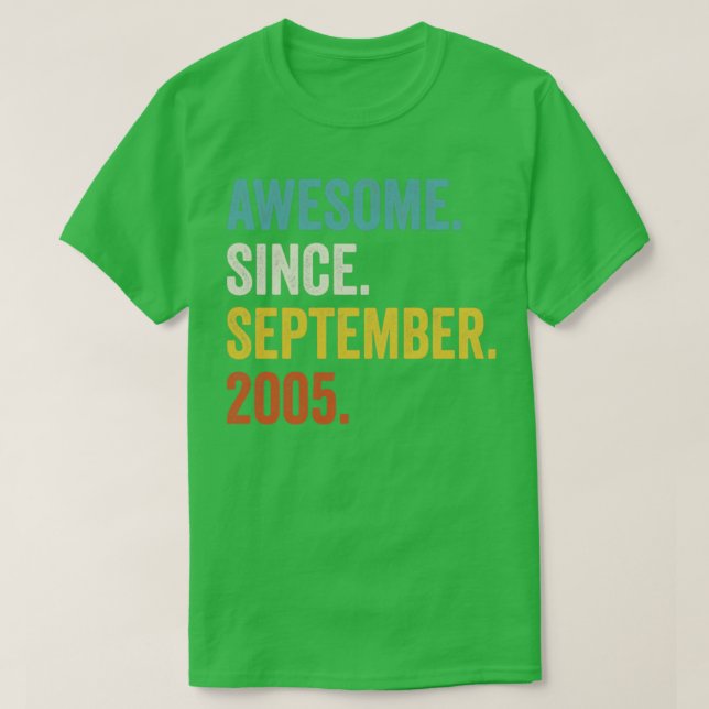17 Years Old Awesome Since September 2005 17th Bir T-Shirt (Design Front)
