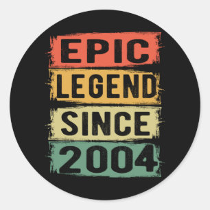 17 Years Old Bday 2004 Epic Legend 17th Birthday Classic Round Sticker