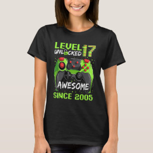 17 Years Old  Gamer Man Birthday Awesome Since 200 T-Shirt
