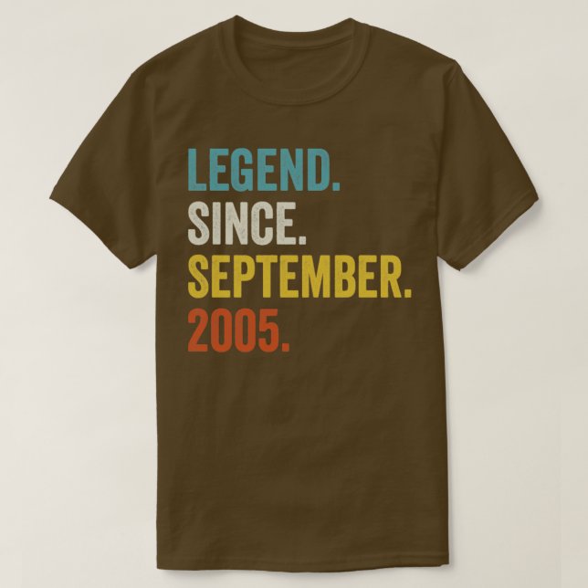 17 Years Old Legend Since September 2005 17th Birt T-Shirt (Design Front)