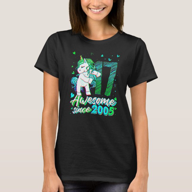 17 Years Old Unicorn Flossing 17th Birthday Unicor T-Shirt (Front)