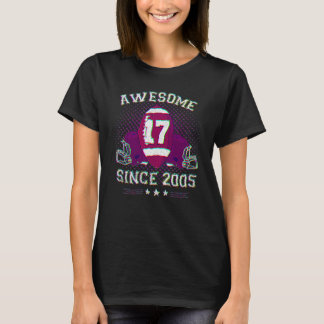17 Yeas Old   17th Birthday Boys Football Player 2 T-Shirt