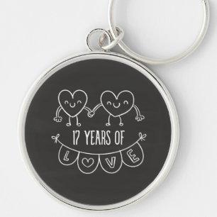 17th Anniversary Gift Chalk Hearts Key Ring