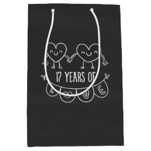 17th Anniversary Gift Chalk Hearts Medium Gift Bag