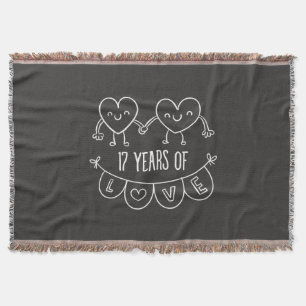 17th Anniversary Gift Chalk Hearts Throw Blanket