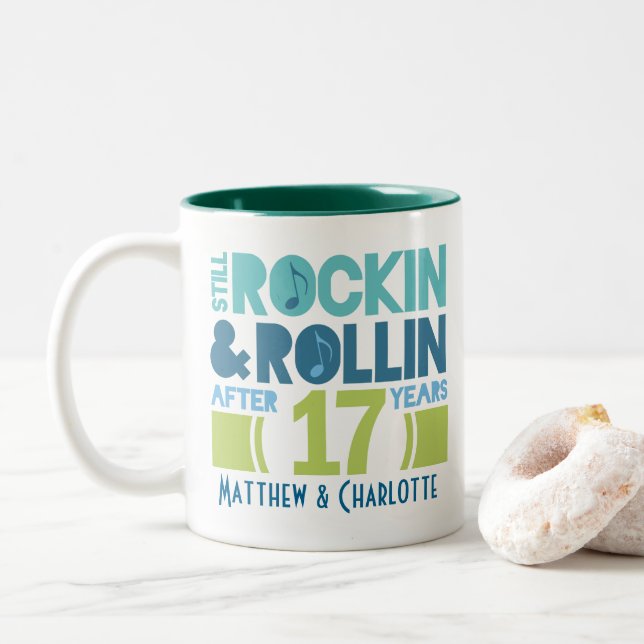 17th Anniversary Personalised Mug Gift (With Donut)
