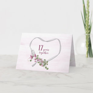 17th Anniversary Ribbon Heart Card