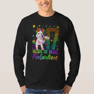 17th Birthday  17 Year Old Girl Flossing Unicorn P T-Shirt