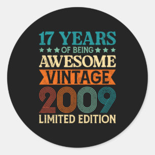 17th Birthday 17 Years Of Being Awesome Vintage 17 Classic Round Sticker
