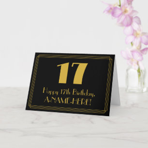 17th Birthday: Art Deco Inspired Look "17" + Name Card