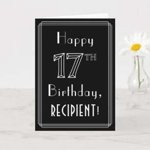 17th Birthday: Art Deco Style # 17 & Custom Name Card