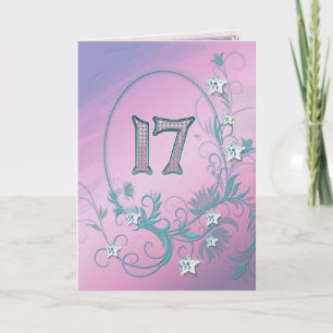 17th Birthday card with diamond stars
