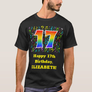 17th Birthday: Colorful Music Symbols, Rainbow 17 T-Shirt