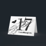 17th birthday for a granddaughter, butterfly. card<br><div class="desc">A white background featuring a black butterfly and black text,  on this 17th birthday greeting for a granddaughter. My Funny Mind Greetings.</div>