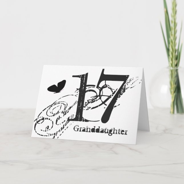 17th birthday for a granddaughter, butterfly. card (Front)