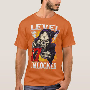 17th Birthday Gamer Skeleton Level 17 Unlocked Gam T-Shirt