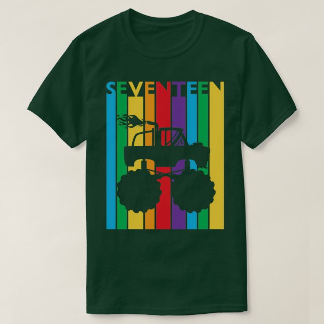 17th Birthday Gift Sevenn Monster Truck 17 Year Ol T-Shirt (Design Front)