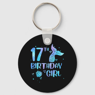 17th Birthday Girl Mermaid 17th Toddlers Back to Key Ring