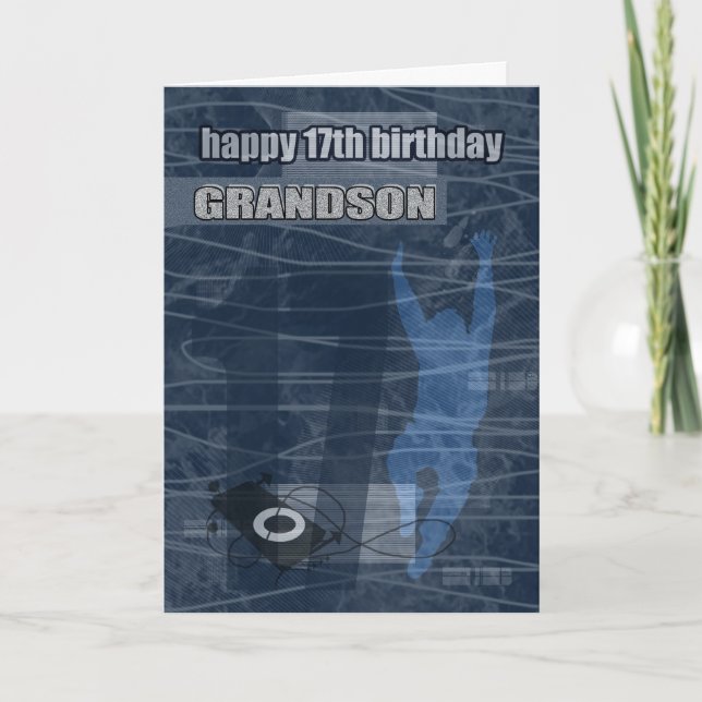 17th Birthday Grandson Modern Design Card (Front)