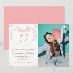 17th birthday invitations Boho Floral Photo