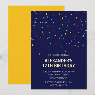 17th birthday invitations Men Confetti Modern