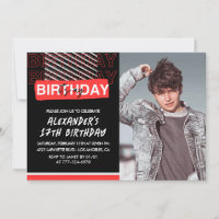17th birthday invitations Men Party Photo Red