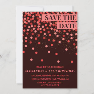 17th birthday invitations Save the date Confetti 