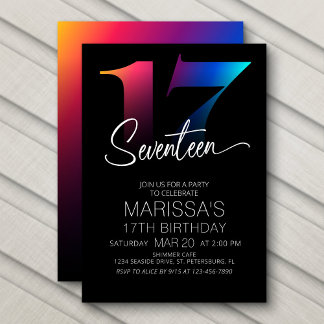 17th Birthday Modern Invitation