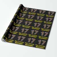 17th Birthday: Name & Faux Wood Grain Pattern "17"