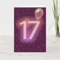 17th Birthday Neon Sign and Balloon